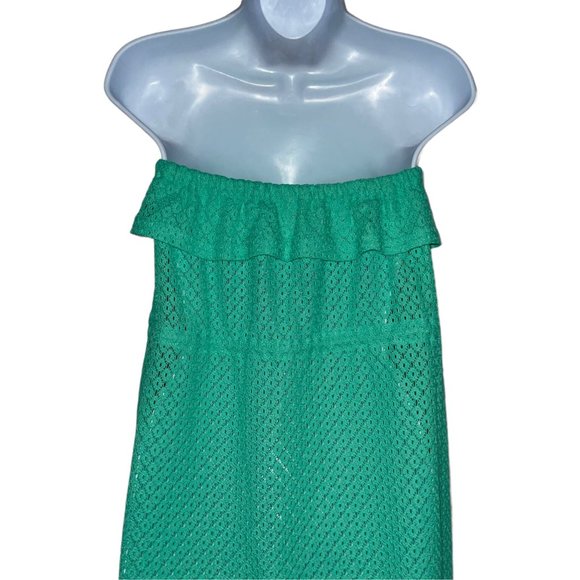 OP Ocean Pacific Seafoam Green Strapless Coverup Juniors M 7 9 Tie Elastic Sheer - Picture 7 of 9